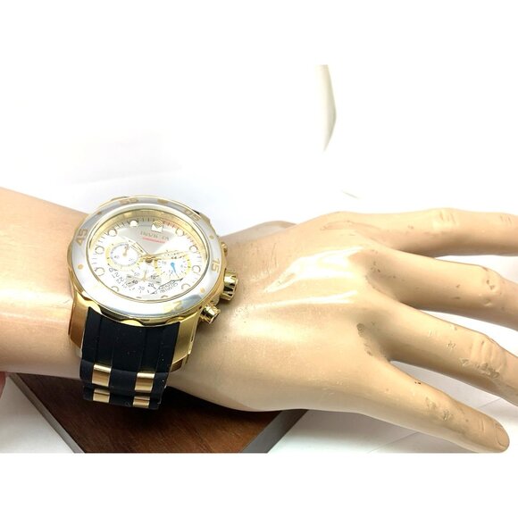 Invicta Men's Watch 6985 Pro Diver Silver Dial Quartz Chronograph Black Rubber - Picture 5 of 15